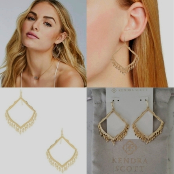 New Lacy Fringe Kendra Scott Gold Earrings - Picture 5 of 10